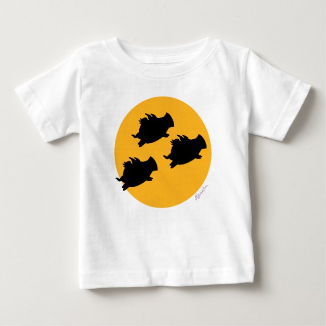 WHEN PIGS FLY ACROSS THE MOON by Sandra Boynton Baby T-Shirt (Front)