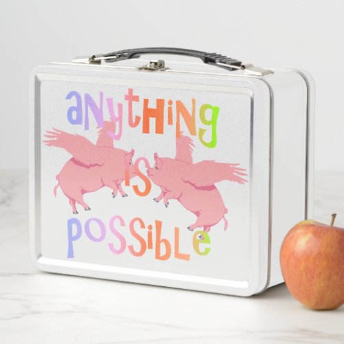 When Pigs Fly Anything is Possible Metal Lunch Box