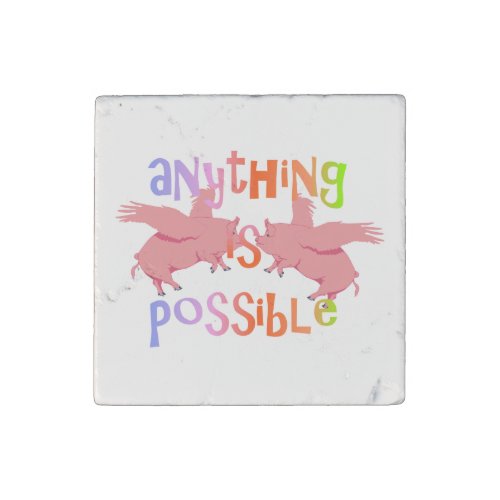 When Pigs Fly Anything is Possible Stone Magnet