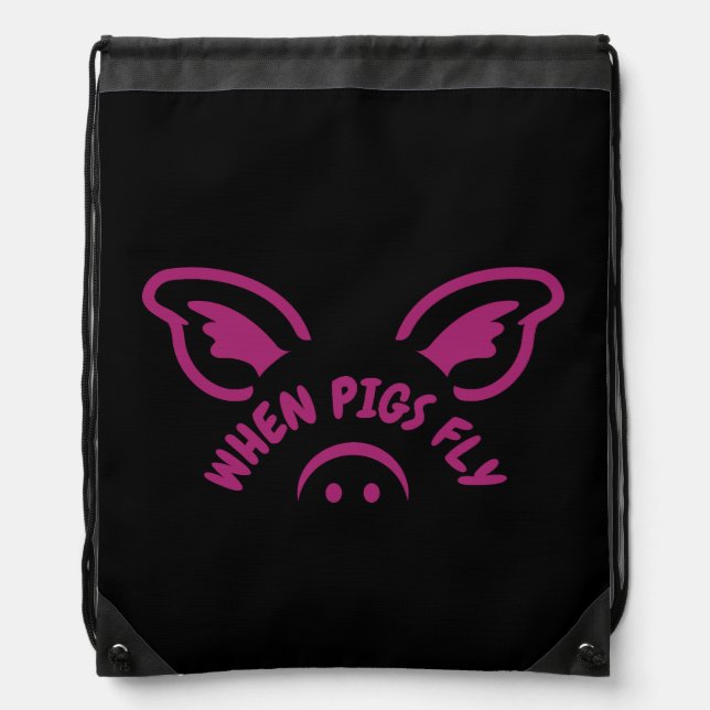 When pigs fly drawstring bag (Front)