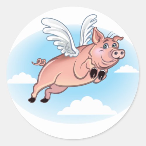 When Pigs Fly Fun Happens Classic Round Sticker