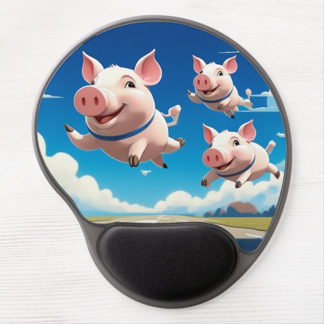 When Pigs Fly Funny Airbourne Swine Gel Mouse Pad (Front)