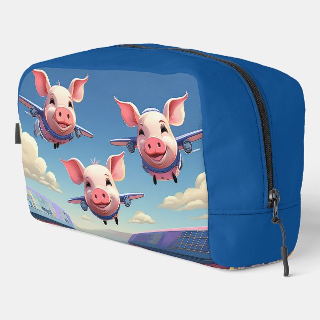 When Pigs Fly Funny Pig Airplanes Dopp Kit (Right Corner)