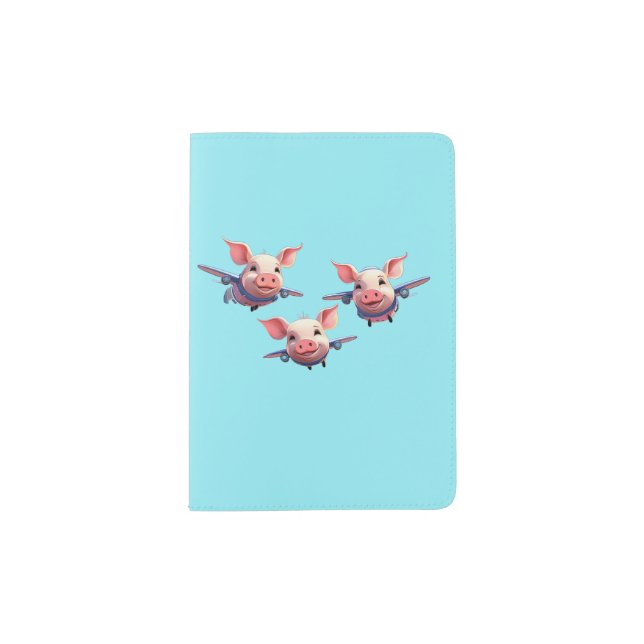 When Pigs Fly Funny Pig Airplanes Passport Holder (Front)