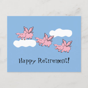 When Pigs Fly funny retirement Postcard