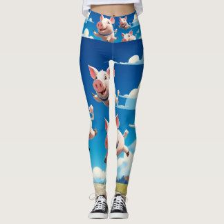 When Pigs Fly Funny Winged Pigs Leggings