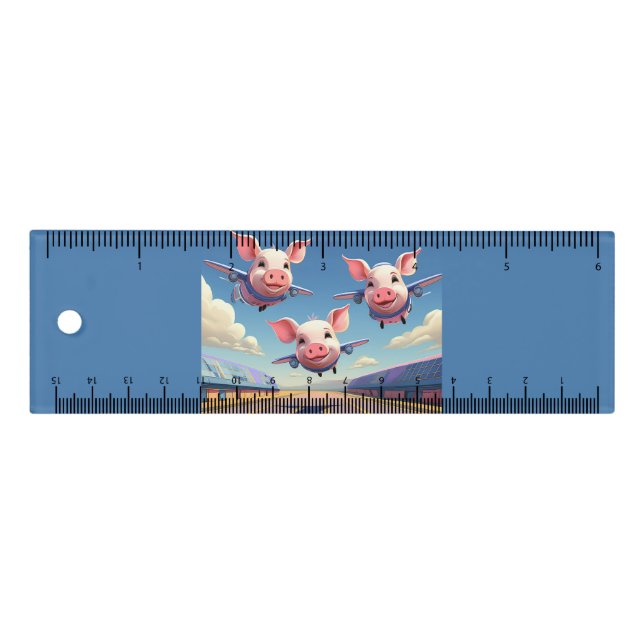 When Pigs Fly Funny Winged Pigs Ruler (Front)