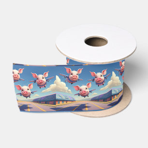 When Pigs Fly Funny Winged Pigs Satin Ribbon
