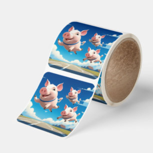 When Pigs Fly Funny Winged Pigs Square Sticker