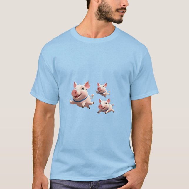 When Pigs Fly Funny Winged Pigs T-Shirt (Front)