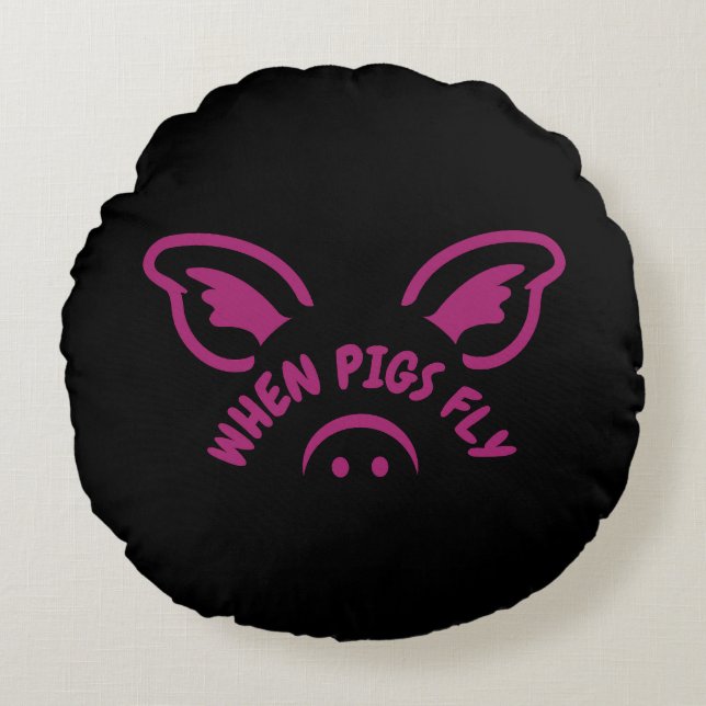 When pigs fly round pillow (Front)