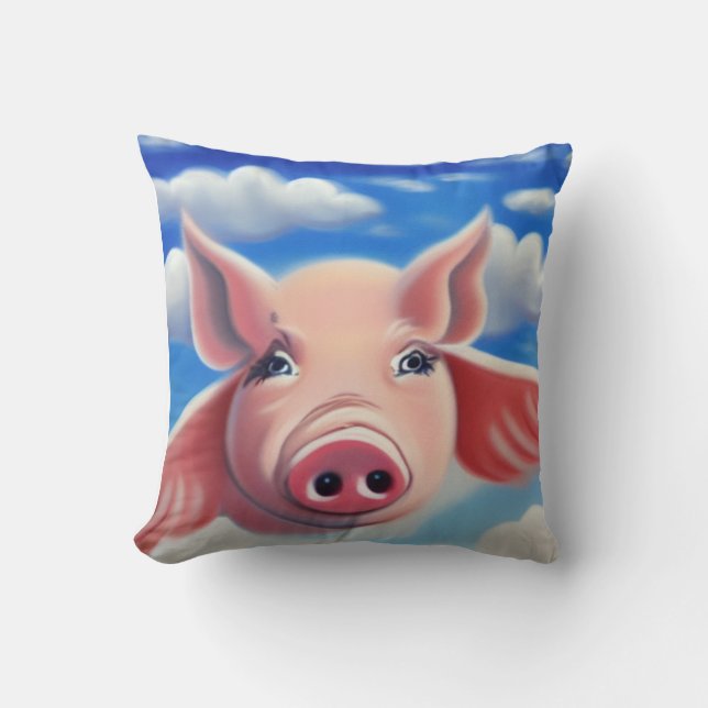 When Pigs Fly Throw Pillow (Front)