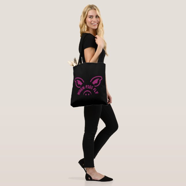 When pigs fly tote bag (On Model)