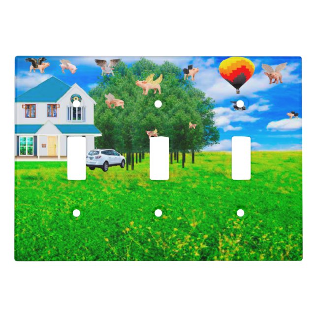 When Pigs Fly Triple Toggle Light Switch Cover (Front)