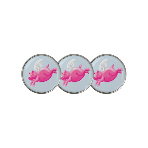 When pigs fly winged pink pig Golf Ball Marker