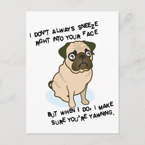 When pugs are sneezing postcard