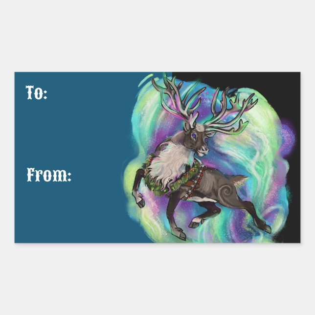 When Reindeer Fly Rectangular Sticker (Front)