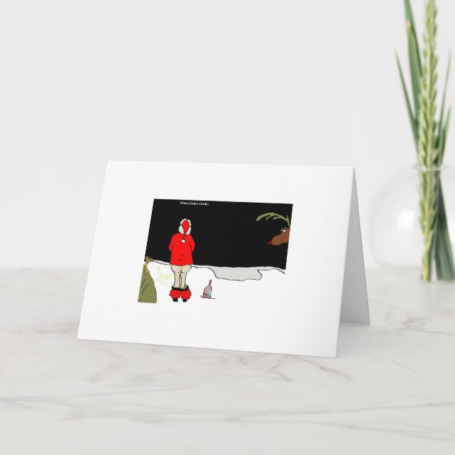 When Santa Drinks ("Snowbank") Holiday Card (Front)