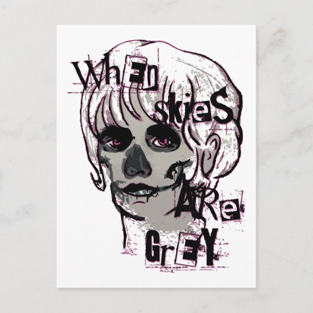 when skies are grey skeleton postcard (Front)