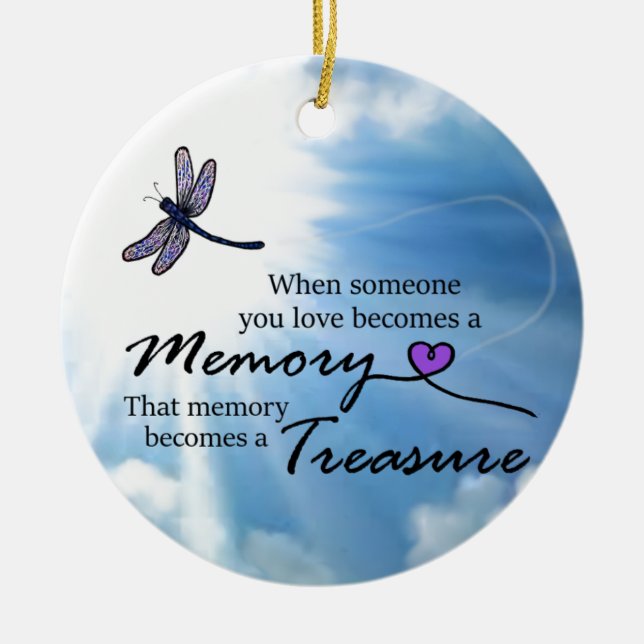 When someone you love, dragonfly ceramic ornament (Front)