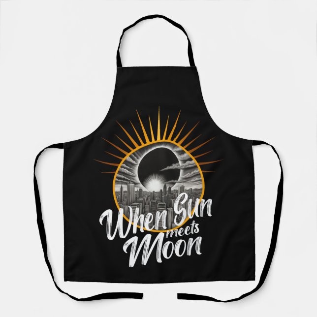 When Sun Meets Moon, Baking Black White Eclipse Apron (Front)