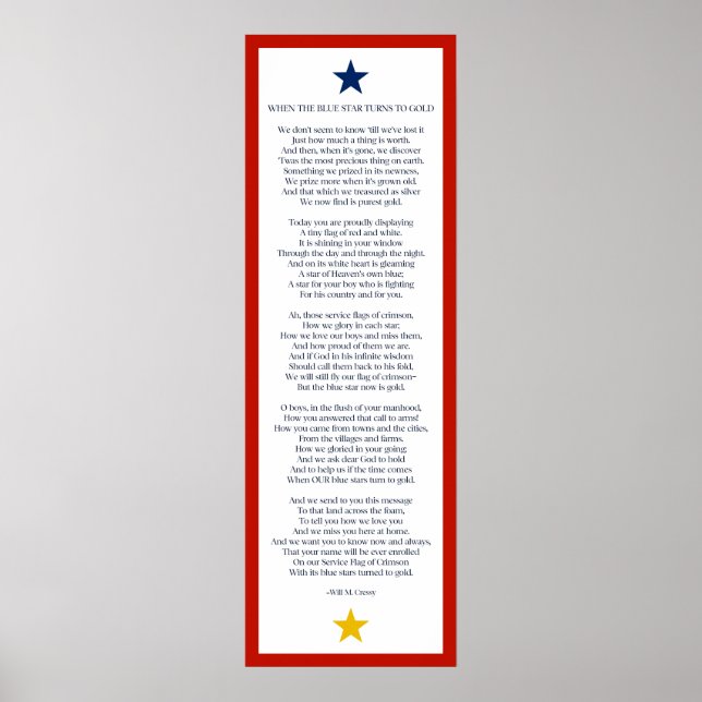 When the Blue Star Turns to Gold 12x36 size Poster (Front)