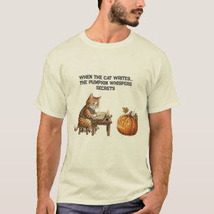 when the cat writes the pumpkin whispers secrets T-Shirt