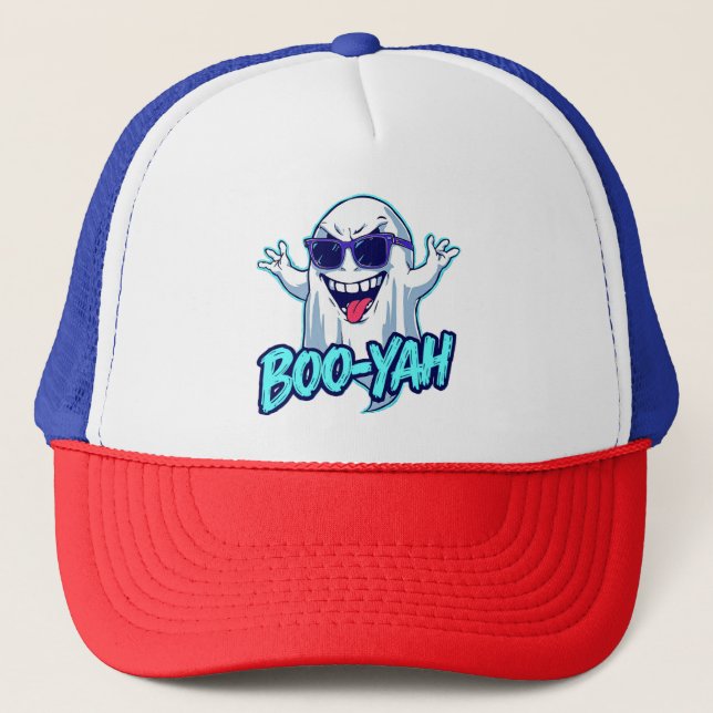 When the haunting is done and the good times roll. trucker hat (Front)