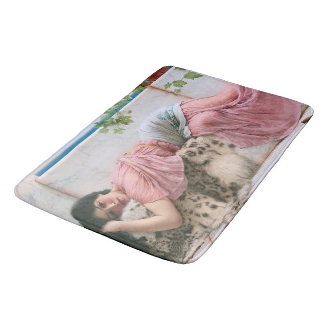 When The Heart Is Young by John William Godward Bath Mat (Angled)