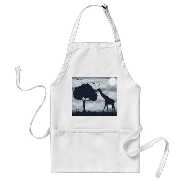 When the Moon Whispers to the Giraffe Adult Apron (Front)