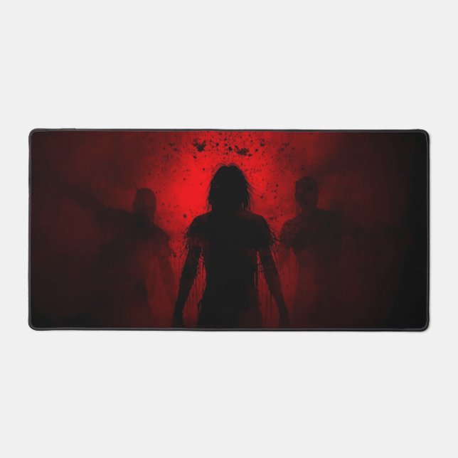 When the Night Screams in Red Desk Mat (Front)