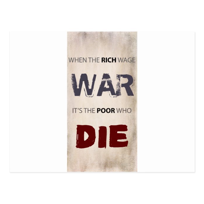 WHEN THE RICH WAGE WAR POSTCARDS