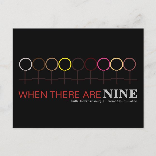 When There are Nine Justice Ginsburg RBG Black Postcard (Front)