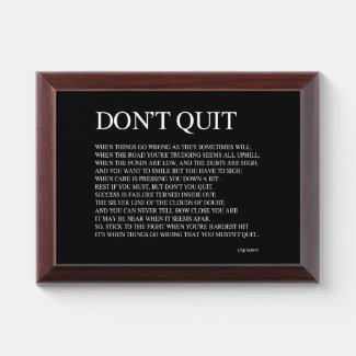 WHEN THINGS GO WRONG AS THEY SOMETIMES WILL QUOTE AWARD PLAQUE