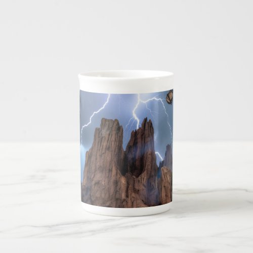 When thunder meets mountain under blue skies bone china mug