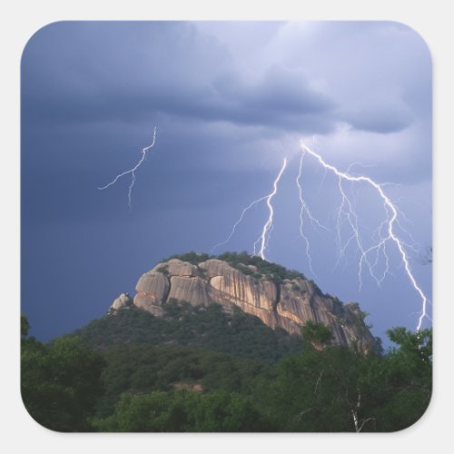 When thunder meets mountain under blue skies square sticker