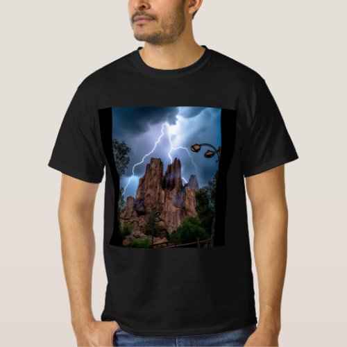 When thunder meets mountain under blue skies T_Shirt