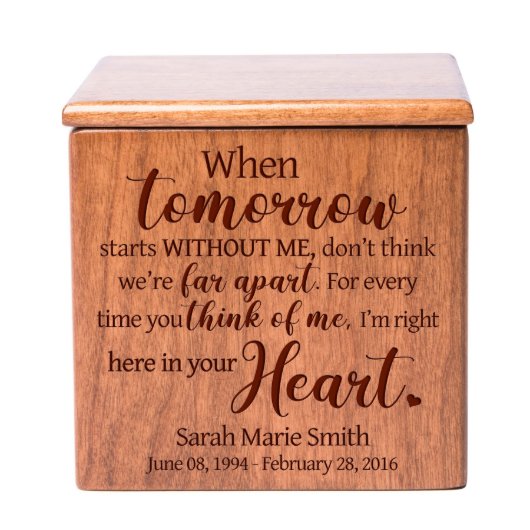 When Tomorrow Starts Wooden Cremation Urn (Front)