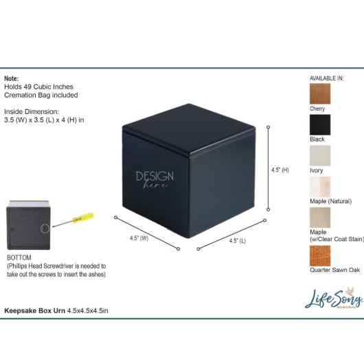 When Tomorrow Starts Wooden Cremation Urn (dimensions)