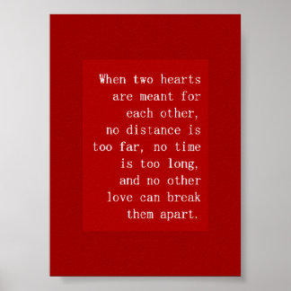 WHEN TWO HEARTS ARE MEANT FOR EACH OTHER NO DISTAN POSTER