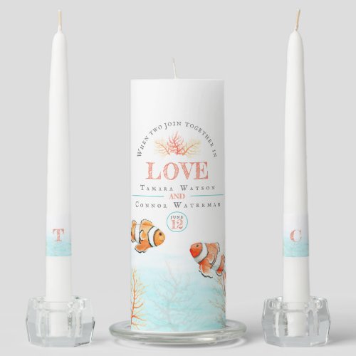 When two join together with love ocean wedding unity candle set