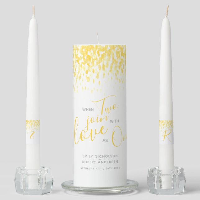 When two join with love as one yellow cascade art  unity candle set (Front)