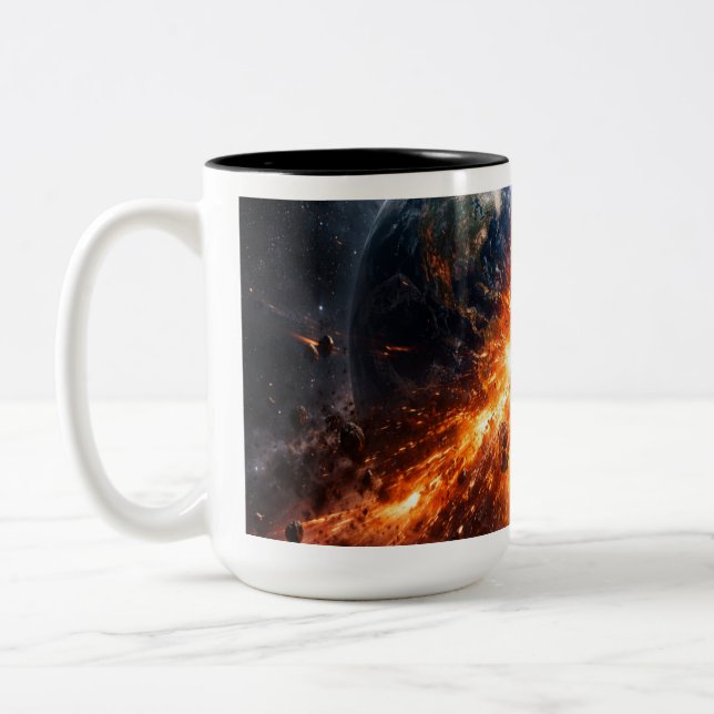 When Two Planets Collide Two-Tone Coffee Mug (Left)