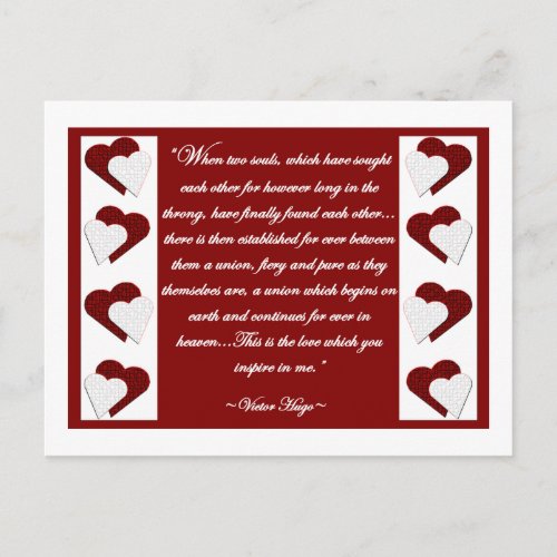 When Two Souls Victor Hugo Quote Postcard