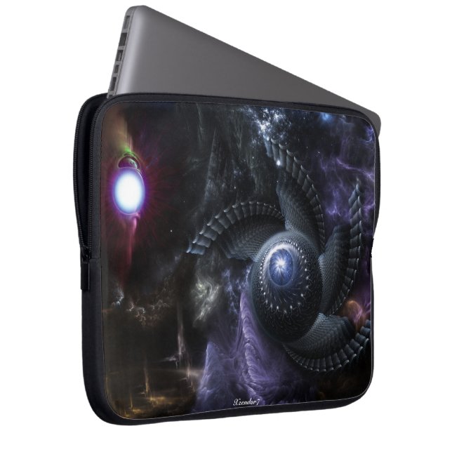 When Universes Collide Fractal Art Laptop Sleeve (Front Right)