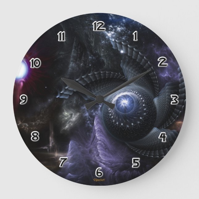 When Universes Collide Fractal Art Wall Clock (Front)