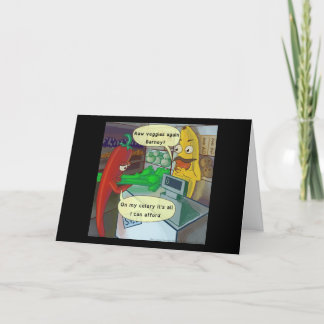 When Vegetables Shop Comic Greetingcard Letterpress Thank You Card