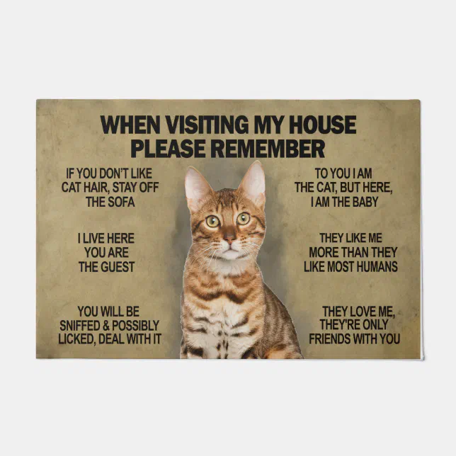 When Visiting My House Please Remember, Custom Cat Doormat | Zazzle