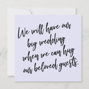 When We Can Hug Lavender Postponed Wedding Card