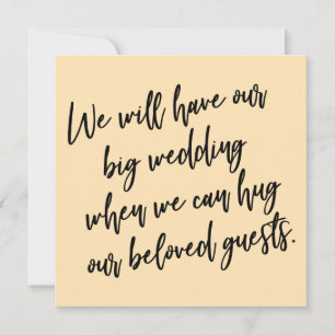 When We Can Hug Peach Postponed Wedding Card